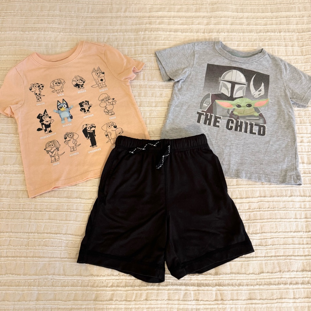 Boys Or Girls Spring Summer Star Wars Bluey T Shirt Shorts Outfit Bundle